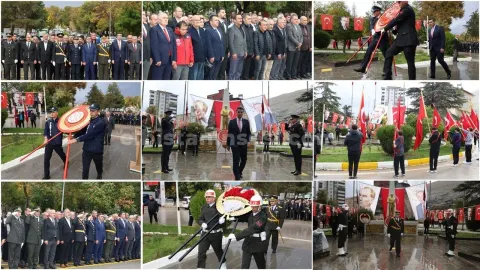 Cumhuriyet Bayramı kutlamaları, çelenk sunumuyla başladı