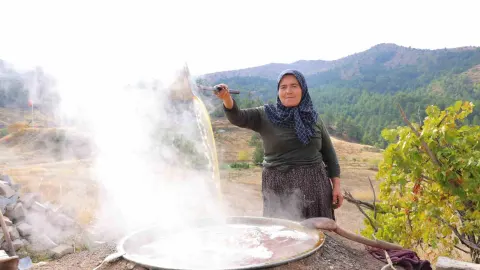 Ekinözü'nde bağlardan kazanlara uzanan pekmez mesaisi