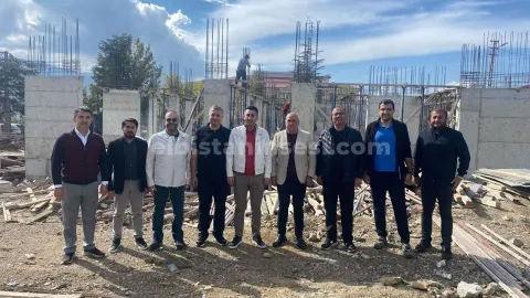 Ekinözü’nün yeni belediye hizmet binasında çalışmalar sürüyor