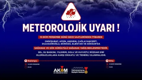 Kahramanmaraş AKOM’dan 8 İlçe İçin Meteorolojik Uyarı!