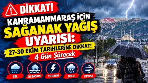 Kahramanmaraş İçin Sağanak Yağış Uyarısı: 27-30 Ekim Tarihlerine Dikkat!