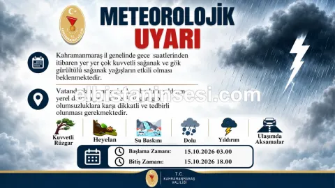 Valilikten Elbistan için kuvvetli sağanak yağış uyarısı